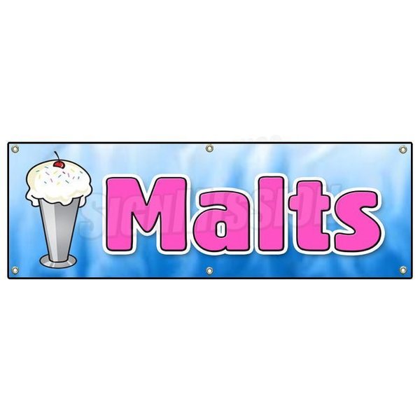 Signmission MALTS BANNER SIGN malted milk malt shop tin milk shakes old-fashioned B-72 Malts